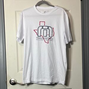 Travis Scott White Tee with Red Outline and Navy Logo